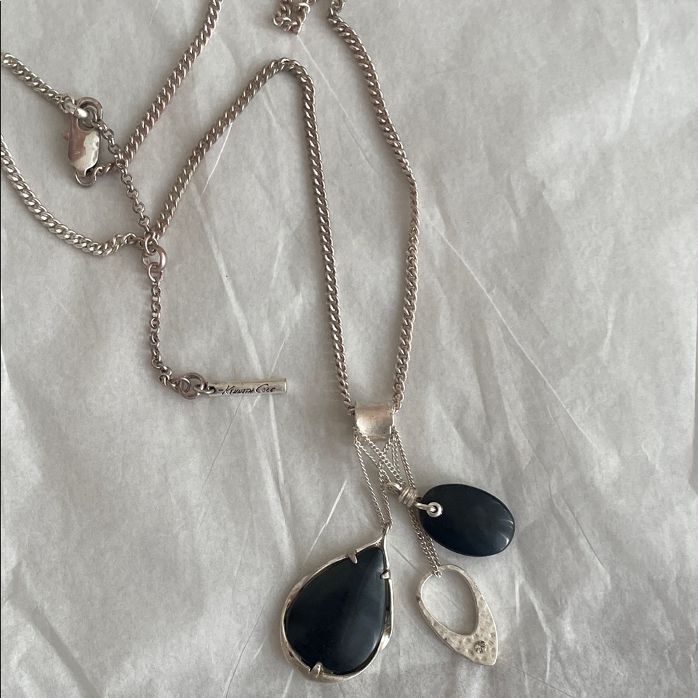 Kenneth Cole New York Silver Necklace with Black Accents
